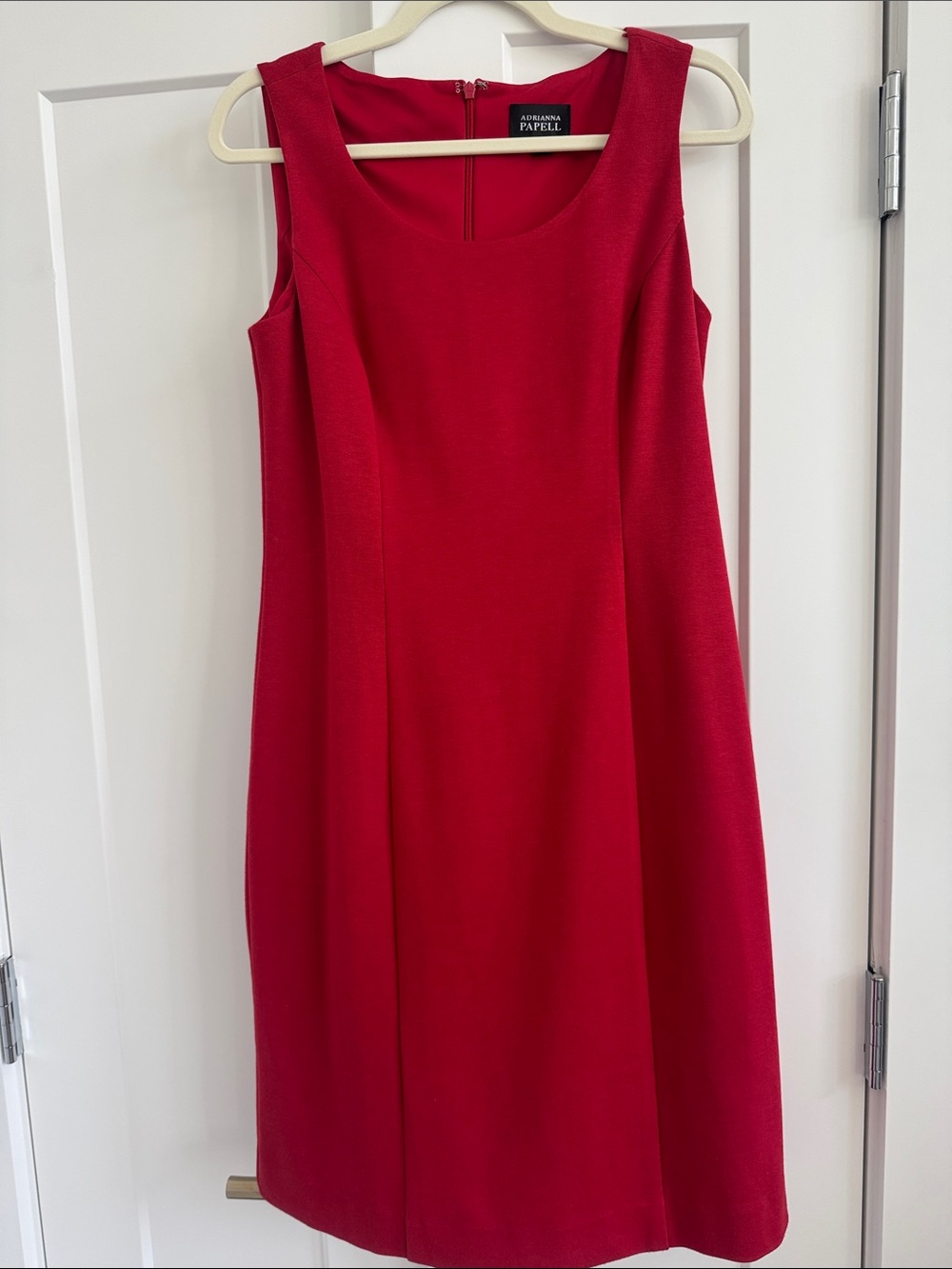 Adrianna Papell Red Sleeveless Scoop Neck Sheath Dress